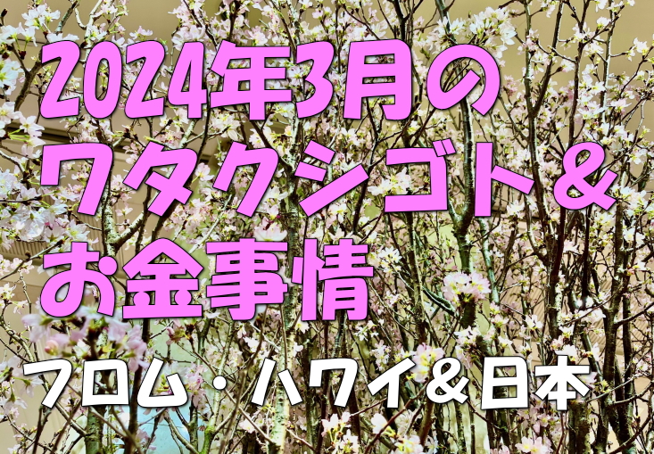 2024年3月のワタクシゴト＆お金事情　フロムハワイ＆日本